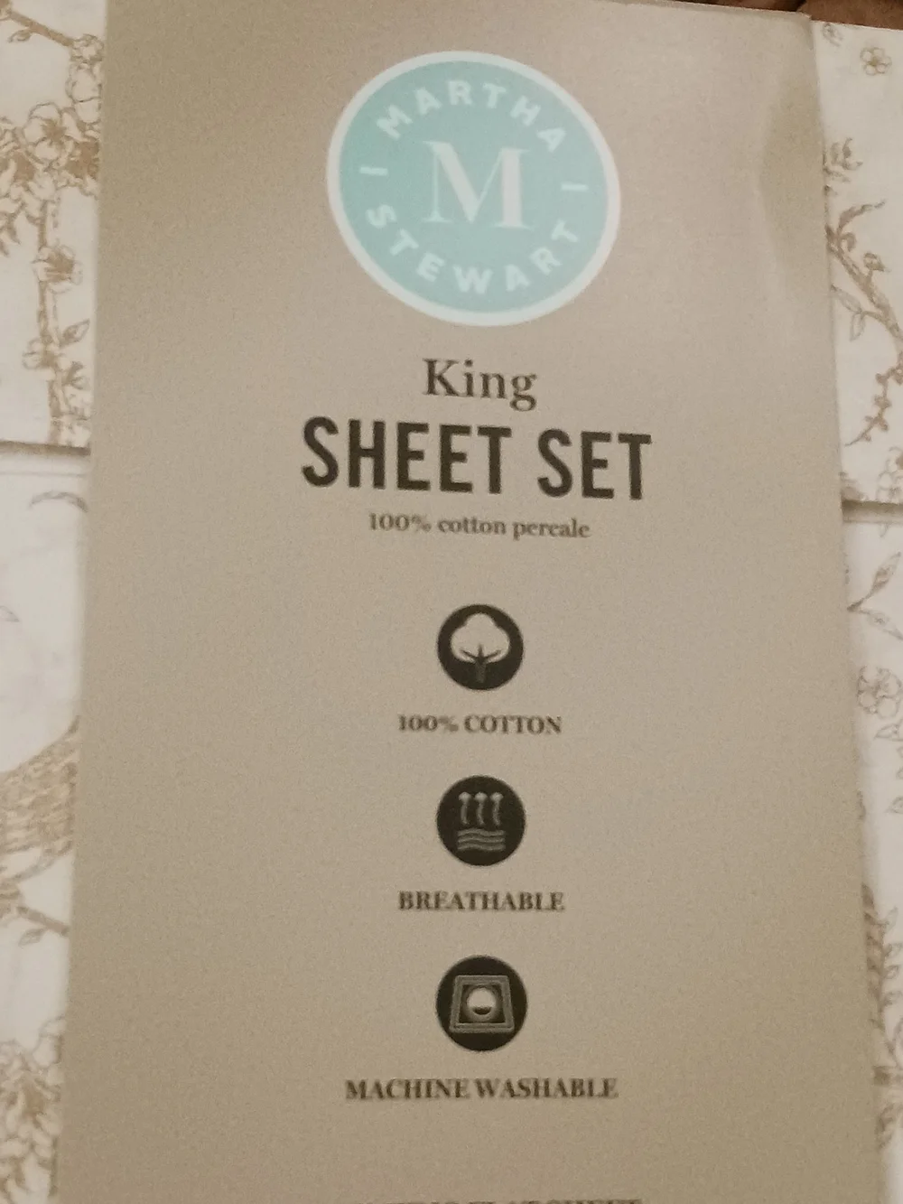 Martha Stewart King Sheet Set Birds Floral Nature 100% Cotton